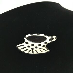 Vintage Ruby Z Handpainted Ceramic Teacup Pin